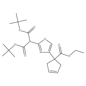 Ethyl 1-(2-(bis(tert-butoxycarbonyl)amino)thiazol-4-yl)cyclopent-3-ene-1-carboxylate Structure