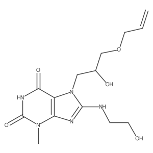 7-(3-(allyloxy)-2-hydroxypropyl)-8-((2-hydroxyethyl)amino)-3-methyl-1H-purine-2,6(3H,7H)-dione Structure