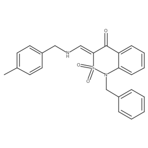 (3E)-1-benzyl-3-{[(4-methylbenzyl)amino]methylene}-1H-2,1-benzothiazin-4(3H)-one 2,2-dioxide结构式