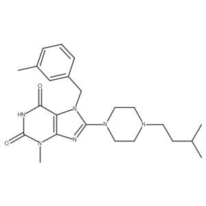 8-(4-isopentylpiperazin-1-yl)-3-methyl-7-(3-methylbenzyl)-1H-purine-2,6(3H,7H)-dione结构式