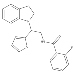 2-fluoro-N-(2-(indolin-1-yl)-2-(thiophen-2-yl)ethyl)benzamide结构式