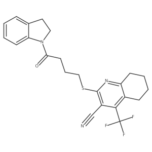 2-((4-(Indolin-1-yl)-4-oxobutyl)thio)-4-(trifluoromethyl)-5,6,7,8-tetrahydroquinoline-3-carbonitrile结构式
