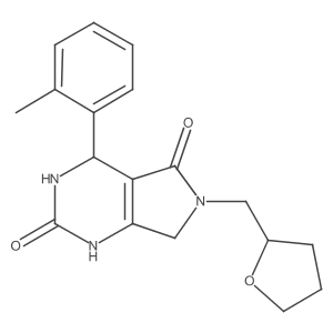 6-((tetrahydrofuran-2-yl)methyl)-4-(o-tolyl)-3,4,6,7-tetrahydro-1H-pyrrolo[3,4-d]pyrimidine-2,5-dione Structure