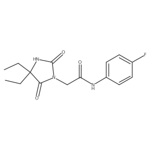 2-(4,4-diethyl-2,5-dioxoimidazolidin-1-yl)-N-(4-fluorophenyl)acetamide Structure