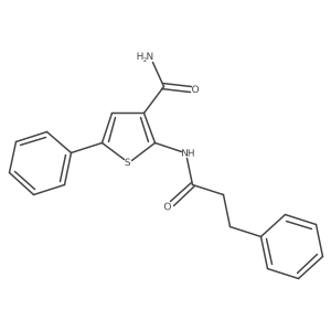 5-Phenyl-2-(3-phenylpropanamido)thiophene-3-carboxamide结构式