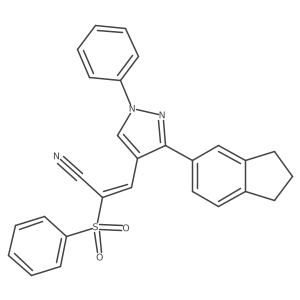 3-[3-(2,3-dihydro-1H-inden-5-yl)-1-phenyl-1H-pyrazol-4-yl]-2-(phenylsulfonyl)acrylonitrile结构式