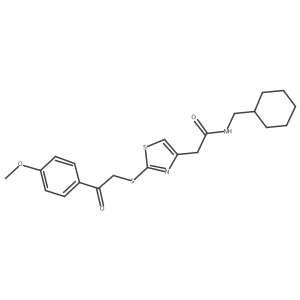 N-(cyclohexylmethyl)-2-(2-((2-(4-methoxyphenyl)-2-oxoethyl)thio)thiazol-4-yl)acetamide结构式