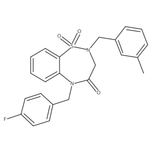 5-(4-fluorobenzyl)-2-(3-methylbenzyl)-2,3-dihydrobenzo[f][1,2,5]thiadiazepin-4(5H)-one 1,1-dioxide结构式