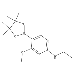 Ethyl-[4-methoxy-5-(4,4,5,5-tetramethyl-[1,3,2]dioxaborolan-2-yl)-pyrimidin-2-yl]-amine结构式