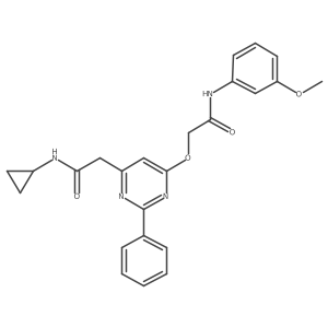 N-cyclopropyl-2-(6-(2-((3-methoxyphenyl)amino)-2-oxoethoxy)-2-phenylpyrimidin-4-yl)acetamide结构式