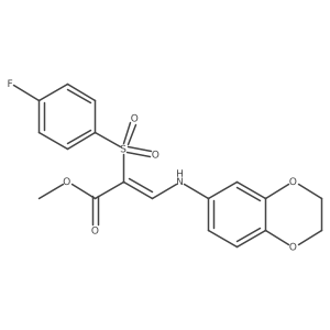 methyl (2E)-3-(2,3-dihydro-1,4-benzodioxin-6-ylamino)-2-[(4-fluorophenyl)sulfonyl]acrylate Structure