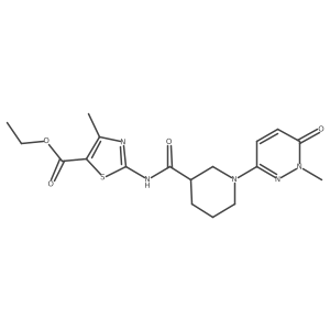 Ethyl 4-methyl-2-(1-(1-methyl-6-oxo-1,6-dihydropyridazin-3-yl)piperidine-3-carboxamido)thiazole-5-carboxylate Structure