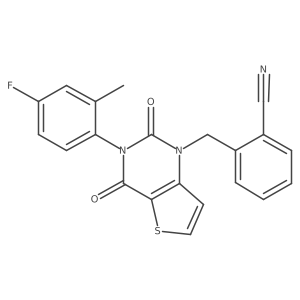 2-((3-(4-fluoro-2-methylphenyl)-2,4-dioxo-3,4-dihydrothieno[3,2-d]pyrimidin-1(2H)-yl)methyl)benzonitrile Structure