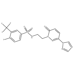 4-fluoro-N-(2-(6-oxo-3-(1H-1,2,4-triazol-1-yl)pyridazin-1(6H)-yl)ethyl)-3-(trifluoromethyl)benzenesulfonamide Structure