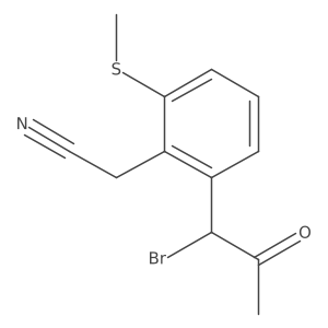 2-(1-Bromo-2-oxopropyl)-6-(methylthio)phenylacetonitrile结构式