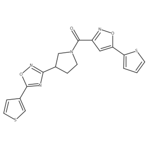 (5-(Thiophen-2-yl)isoxazol-3-yl)(3-(5-(thiophen-3-yl)-1,2,4-oxadiazol-3-yl)pyrrolidin-1-yl)methanone Structure