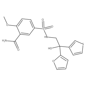 5-(N-(2-(furan-2-yl)-2-hydroxy-2-(thiophen-3-yl)ethyl)sulfamoyl)-2-methoxybenzamide结构式