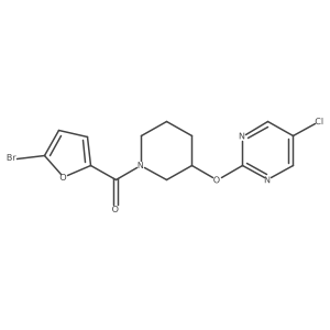 (5-Bromofuran-2-yl)(3-((5-chloropyrimidin-2-yl)oxy)piperidin-1-yl)methanone结构式
