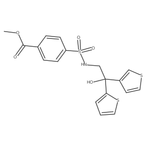 methyl 4-(N-(2-hydroxy-2-(thiophen-2-yl)-2-(thiophen-3-yl)ethyl)sulfamoyl)benzoate结构式