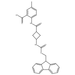 2-[3-({[(9H-fluoren-9-yl)methoxy]carbonyl}amino)cyclobutaneamido]-5-methylbenzoic acid Structure