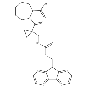 1-{1-[({[(9H-fluoren-9-yl)methoxy]carbonyl}amino)methyl]cyclopropanecarbonyl}azepane-2-carboxylic acid结构式