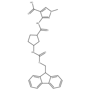 3-[3-({[(9H-fluoren-9-yl)methoxy]carbonyl}amino)cyclopentaneamido]-1-methyl-1H-pyrazole-4-carboxylic acid Structure