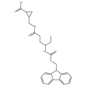2-{[4-({[(9H-fluoren-9-yl)methoxy]carbonyl}amino)hexanamido]methyl}cyclopropane-1-carboxylic acid结构式