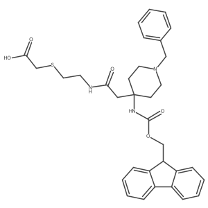 2-[(2-{2-[1-benzyl-4-({[(9H-fluoren-9-yl)methoxy]carbonyl}amino)piperidin-4-yl]acetamido}ethyl)sulfanyl]acetic acid Structure