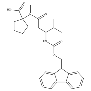 1-[3-({[(9H-fluoren-9-yl)methoxy]carbonyl}amino)-N,4-dimethylpentanamido]cyclopentane-1-carboxylic acid结构式