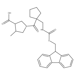 rac-(3R,4R)-1-{1-[({[(9H-fluoren-9-yl)methoxy]carbonyl}amino)methyl]cyclopentanecarbonyl}-4-methylpyrrolidine-3-carboxylic acid Structure