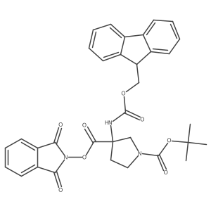 1-tert-butyl 3-(1,3-dioxo-2,3-dihydro-1H-isoindol-2-yl) 3-({[(9H-fluoren-9-yl)methoxy]carbonyl}amino)pyrrolidine-1,3-dicarboxylate Structure