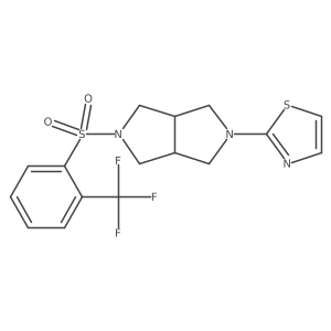 2-{5-[2-(Trifluoromethyl)benzenesulfonyl]-octahydropyrrolo[3,4-c]pyrrol-2-yl}-1,3-thiazole结构式