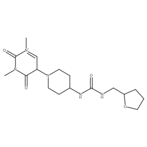 1-[1-(1,3-dimethyl-2,4-dioxo-5H-pyrimidin-1-ium-5-yl)piperidin-4-yl]-3-(oxolan-2-ylmethyl)urea结构式