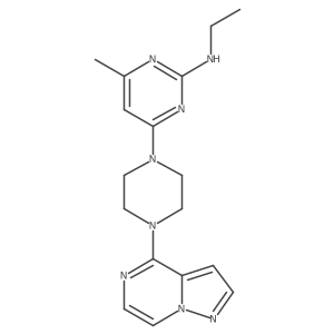 N-ethyl-4-methyl-6-(4-{pyrazolo[1,5-a]pyrazin-4-yl}piperazin-1-yl)pyrimidin-2-amine结构式