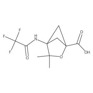 3,3-Dimethyl-4-(2,2,2-trifluoroacetamido)-2-oxabicyclo[2.1.1]hexane-1-carboxylic acid结构式