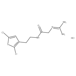 2-carbamimidamido-N-[2-(2,5-dichlorothiophen-3-yl)ethyl]acetamide hydrochloride Structure