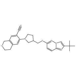 2-{3-[({2-tert-butylimidazo[1,2-b]pyridazin-6-yl}oxy)methyl]pyrrolidin-1-yl}-5H,7H,8H-pyrano[4,3-b]pyridine-3-carbonitrile Structure
