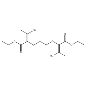 Diethyl 2,2'-(ethane-1,2-diylbis(sulfanediyl))bis(3-hydroxybut-2-enoate)结构式