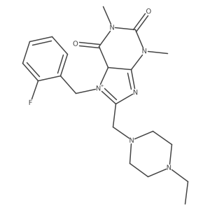 8-[(4-ethylpiperazin-1-yl)methyl]-7-[(2-fluorophenyl)methyl]-1,3-dimethyl-5H-purin-7-ium-2,6-dione结构式