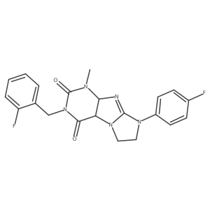 6-(4-Fluorophenyl)-2-[(2-fluorophenyl)methyl]-4-methyl-4a,7,8,9a-tetrahydropurino[7,8-a]imidazole-1,3-dione Structure