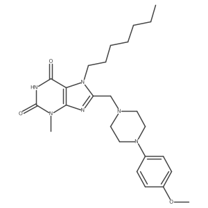 7-heptyl-8-((4-(4-methoxyphenyl)piperazin-1-yl)methyl)-3-methyl-1H-purine-2,6(3H,7H)-dione结构式