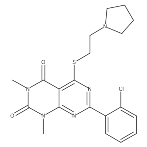 7-(2-chlorophenyl)-1,3-dimethyl-5-((2-(pyrrolidin-1-yl)ethyl)thio)pyrimido[4,5-d]pyrimidine-2,4(1H,3H)-dione Structure
