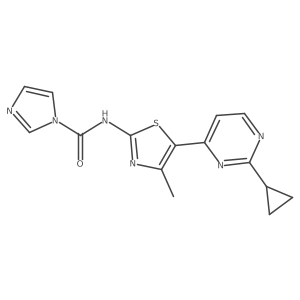 N-[5-(2-Cyclopropyl-4-pyrimidinyl)-4-methyl-2-thiazolyl]-1H-imidazole-1-carboxamide结构式