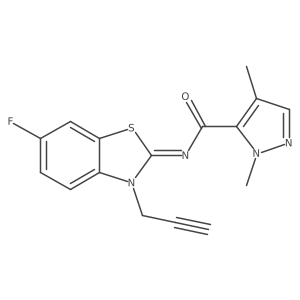 (Z)-N-(6-fluoro-3-(prop-2-yn-1-yl)benzo[d]thiazol-2(3H)-ylidene)-1,4-dimethyl-1H-pyrazole-5-carboxamide结构式