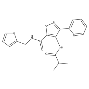 N-[(furan-2-yl)methyl]-4-(2-methylpropanamido)-3-(pyridin-2-yl)-1,2-thiazole-5-carboxamide结构式