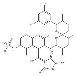 3-[[2-[[8-(3,5-Dihydroxyphenyl)-3,5,9-trimethyl-1,7-dioxaspiro[5.5]undec-2-yl]methyl]-1,2,4a,5,6,7,8,8a-octahydro-3,8-dimethyl-7-(sulfooxy)-1-naphthalenyl]carbonyl]-1,5-dihydro-4,5-dihydroxy-2H-pyrrol-2-one结构式
