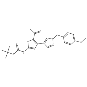tert-butyl 5-acetyl-4-(1-(4-methoxybenzyl)-1H-pyrazol-4-yl)thiazol-2-ylcarbamate Structure