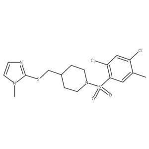 1-((2,4-dichloro-5-methylphenyl)sulfonyl)-4-(((1-methyl-1H-imidazol-2-yl)thio)methyl)piperidine结构式