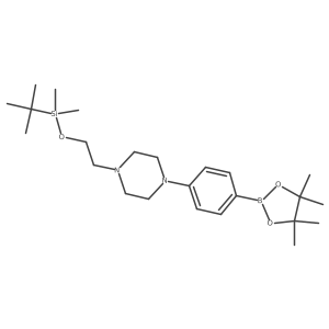 1-(2-((Tert-butyldimethylsilyl)oxy)ethyl)-4-(4-(4,4,5,5-tetramethyl-1,3,2-dioxaborolan-2-yl)phenyl)piperazine Structure