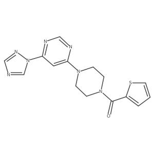 (4-(6-(1H-1,2,4-triazol-1-yl)pyrimidin-4-yl)piperazin-1-yl)(thiophen-2-yl)methanone Structure